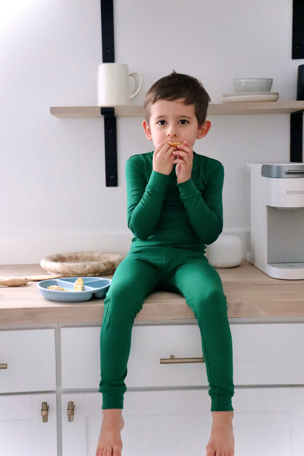 Snuggle Set – Deep Green Child Bamboo Pajama