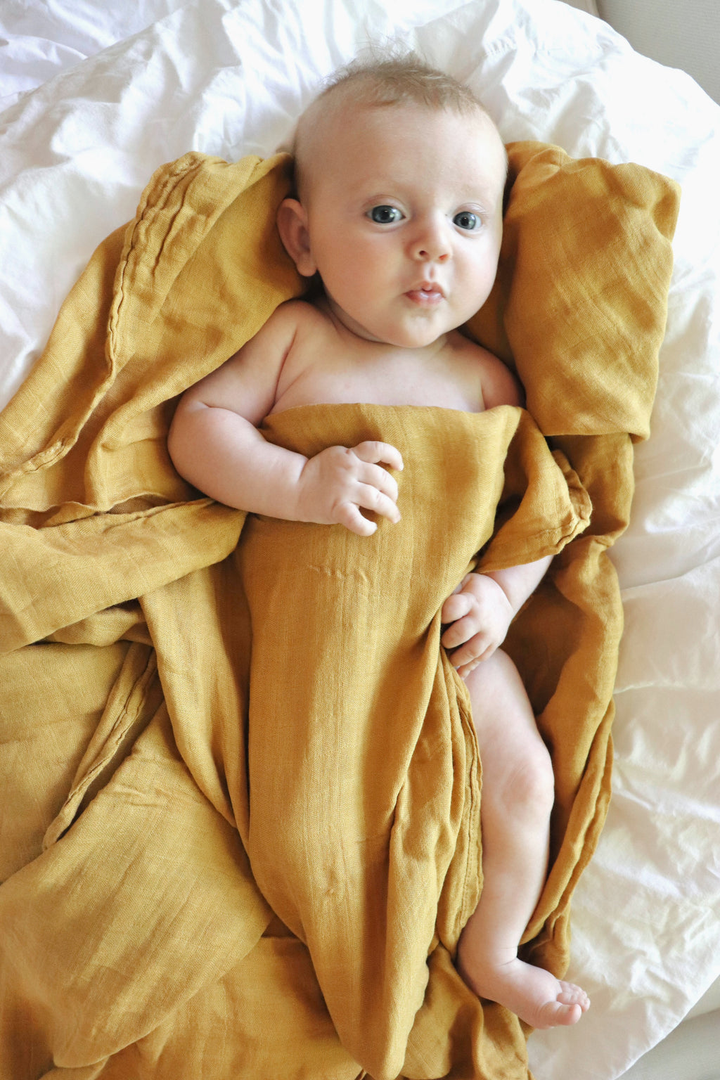 Bamboo Muslin Swaddle Blanket Mustard