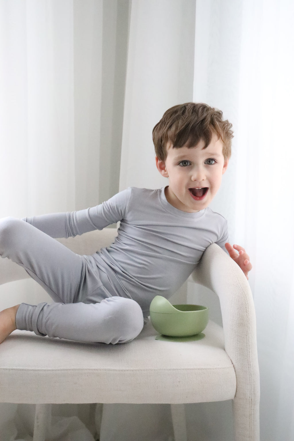 Toddler Snuggle Set – Gray Child Bamboo Pajama