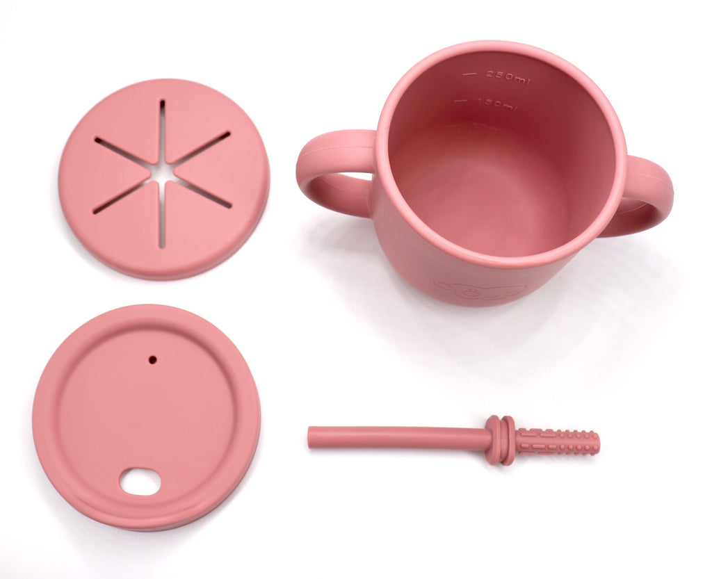 2-in-1 Silicone Training Cup – Dark Pink