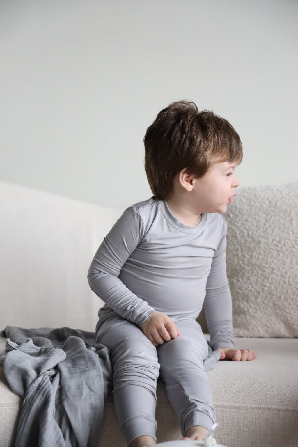 Toddler Snuggle Set – Gray Child Bamboo Pajama