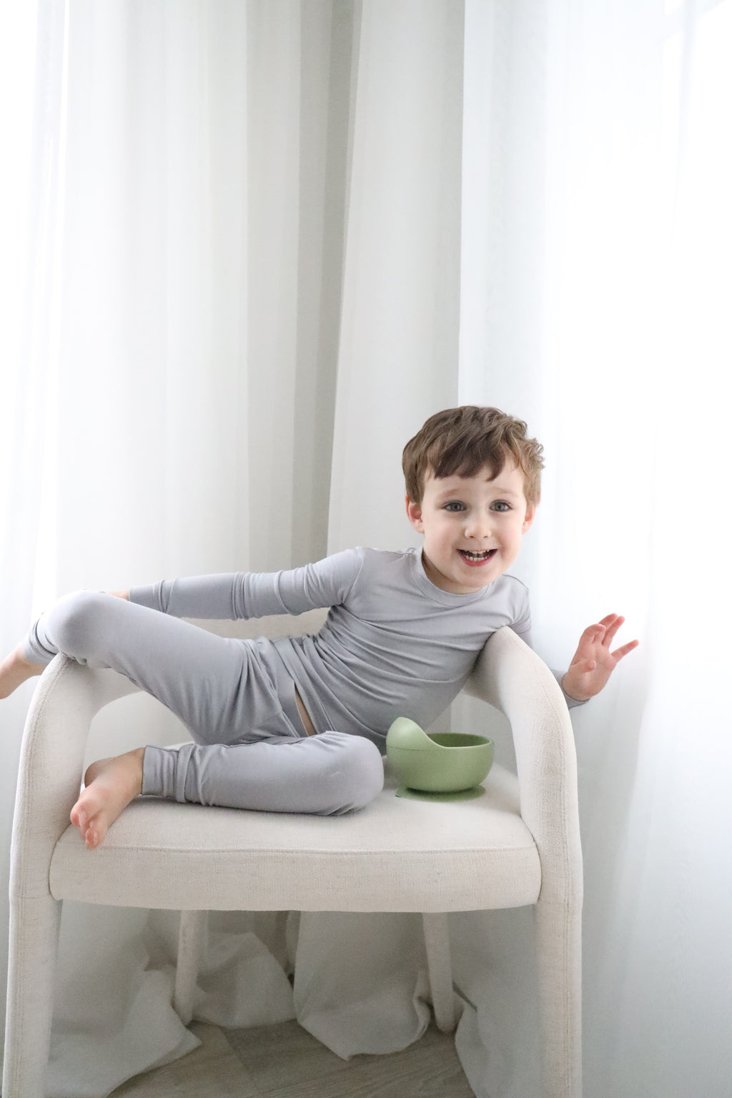 Toddler Snuggle Set – Gray Child Bamboo Pajama