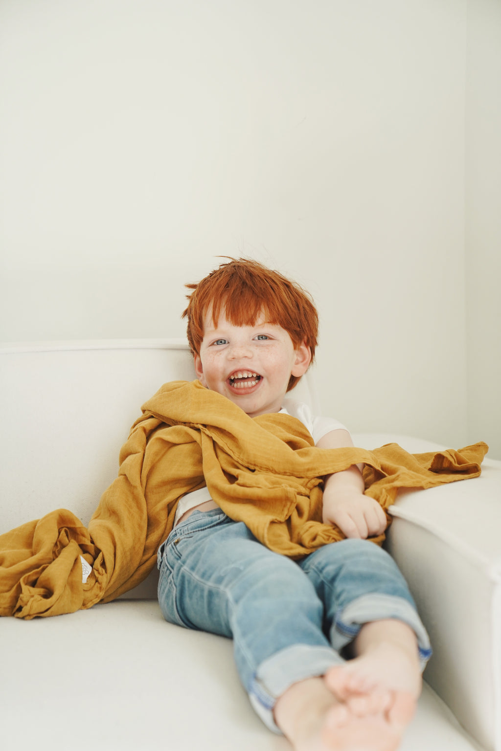Bamboo Muslin Swaddle Blanket Mustard