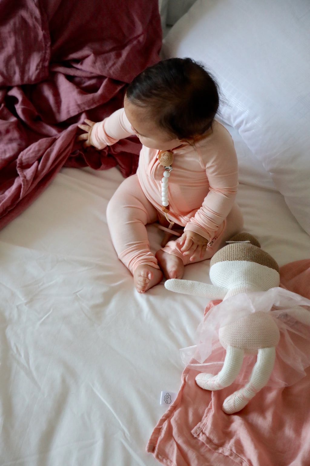 Bamboo Baby Pajama with 2 Zipper – Soft & Breathable Sleepwear - Baby Pink